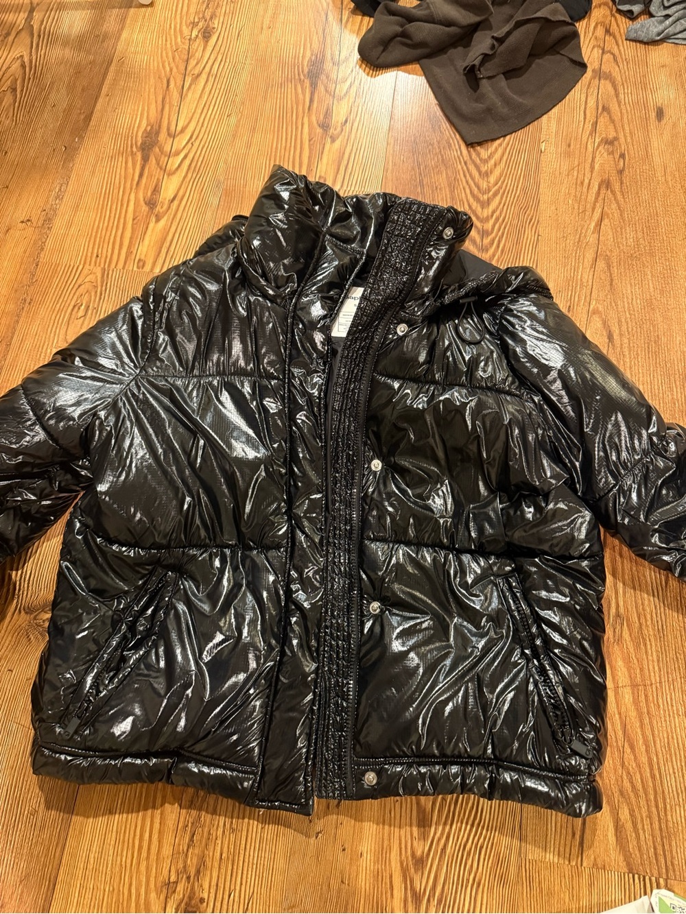 Shiny Black Puffer Jacket - Hooded Winter Coat